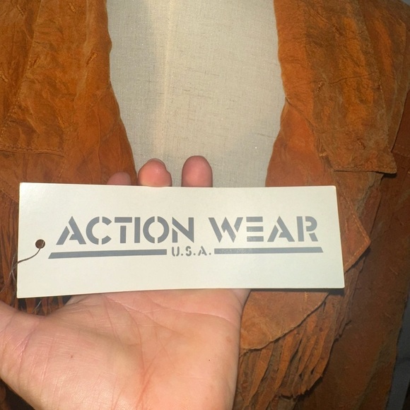 Awesome Soft Faux Suede burnt orange Fringe jacket - Picture 4 of 10